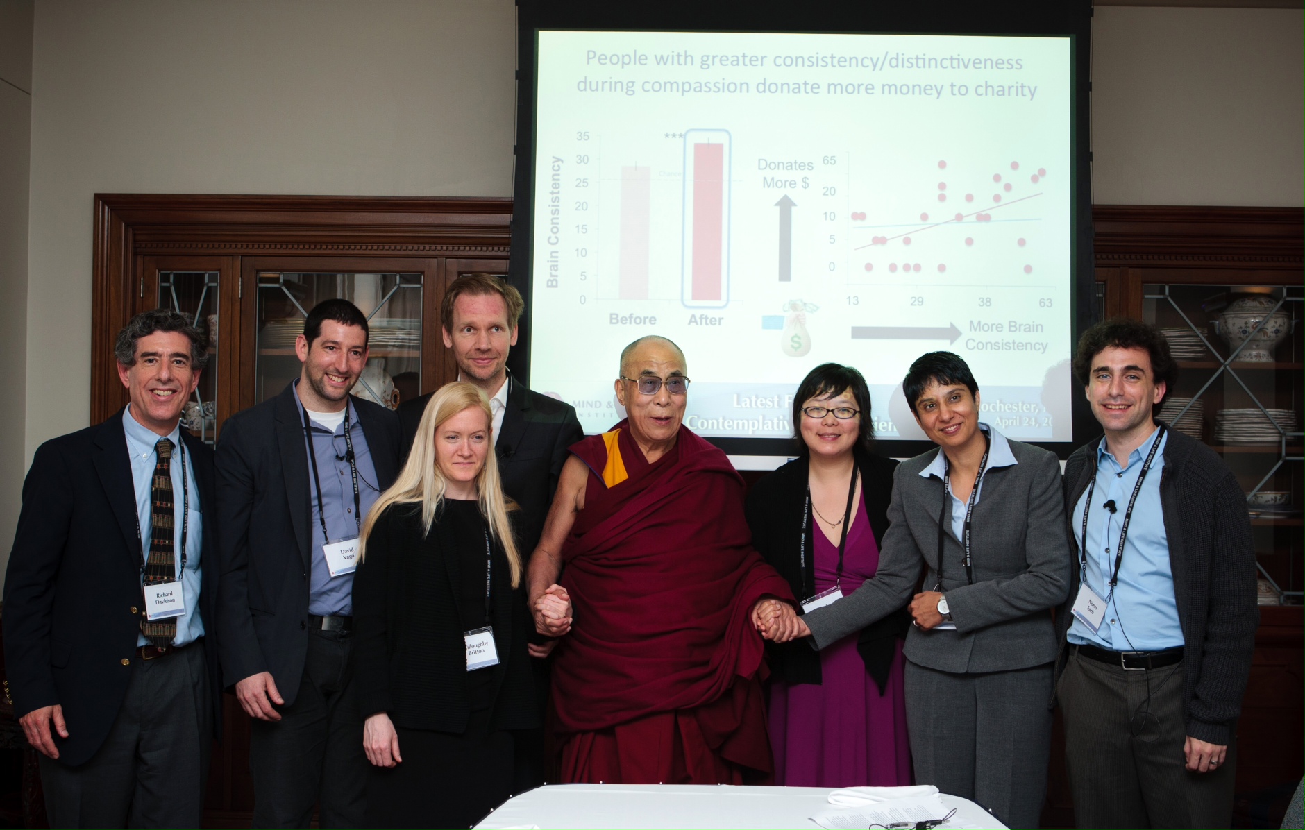 Dr. Vago presents his research to His Holiness the Dalai Lama as part of Mind and Life XXIV - Latest Findings in Contemplative Science